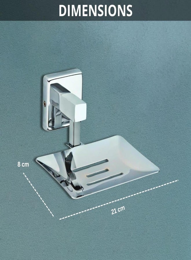 LUXIUR Wash Basin Soap Dish Holder for Bathroom and Kitchen Sink, 304 Stainless Steel Stand for Wall Mount Kitchen Accessories Items, Bathroom Accessories, Chrome Finish - Image 5